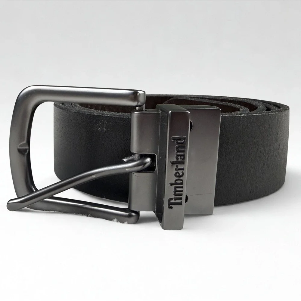 Timberland‎ Reversible Belt Mens Black Brown Leather Gunmetal Swivel Buckle
